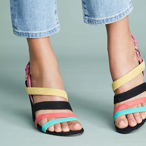 Botkier Shoes - ANTHRO BOTKIER Sera Multicolor Suede Leather Strappy Heeled Sandals Size…